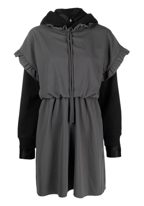 Grey layered hooded minidress - women